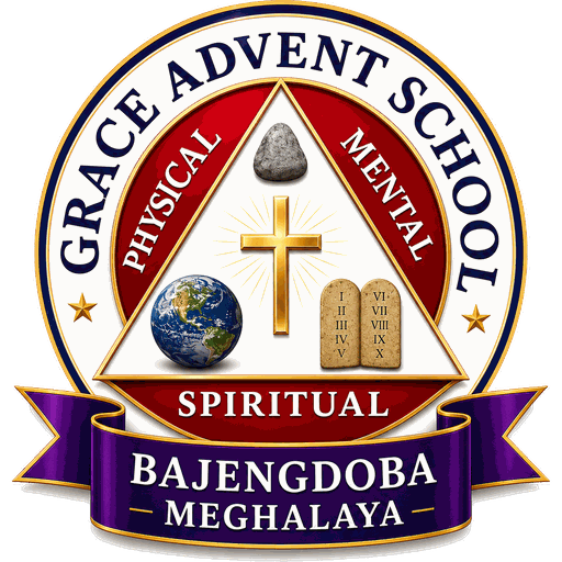 Grace Advent School crest: Physical, Mental and Spiritual — Bajengdoba, Meghalaya